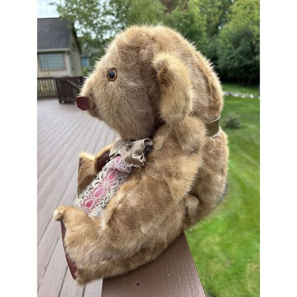 Vintage Mink TEDDY BEAR Jointed Approx 19” REAL FUR MINK Handmade. - Picture 3 of 16